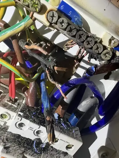 Fire in consumer unit showing importance of fire risk assessments