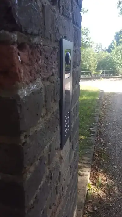 Flush-mounted modular intercom at London villa